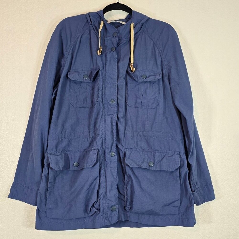 Woolrich Mountain Parka Raincoat Jacket Women Large Hoodie Zip Lightweight Blue